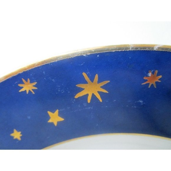Galaxy by Sakura Rim Soup Bowl14kt Gold Stars on Dark Blue Fine Porcelain EUC - Picture 4 of 11